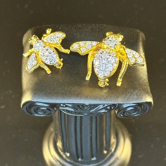 2 vintage Joan Rivers golden crystal bumblebee brooches - Picture 4 of 4